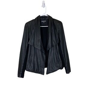 Vince Leather Drape Open Front Jacket